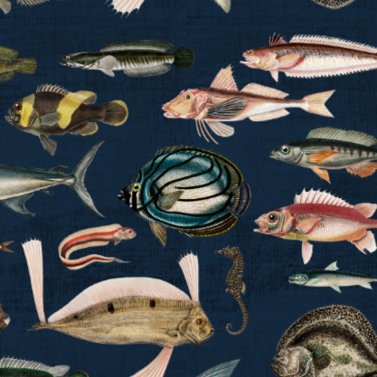 Lacivert Vintage Balık