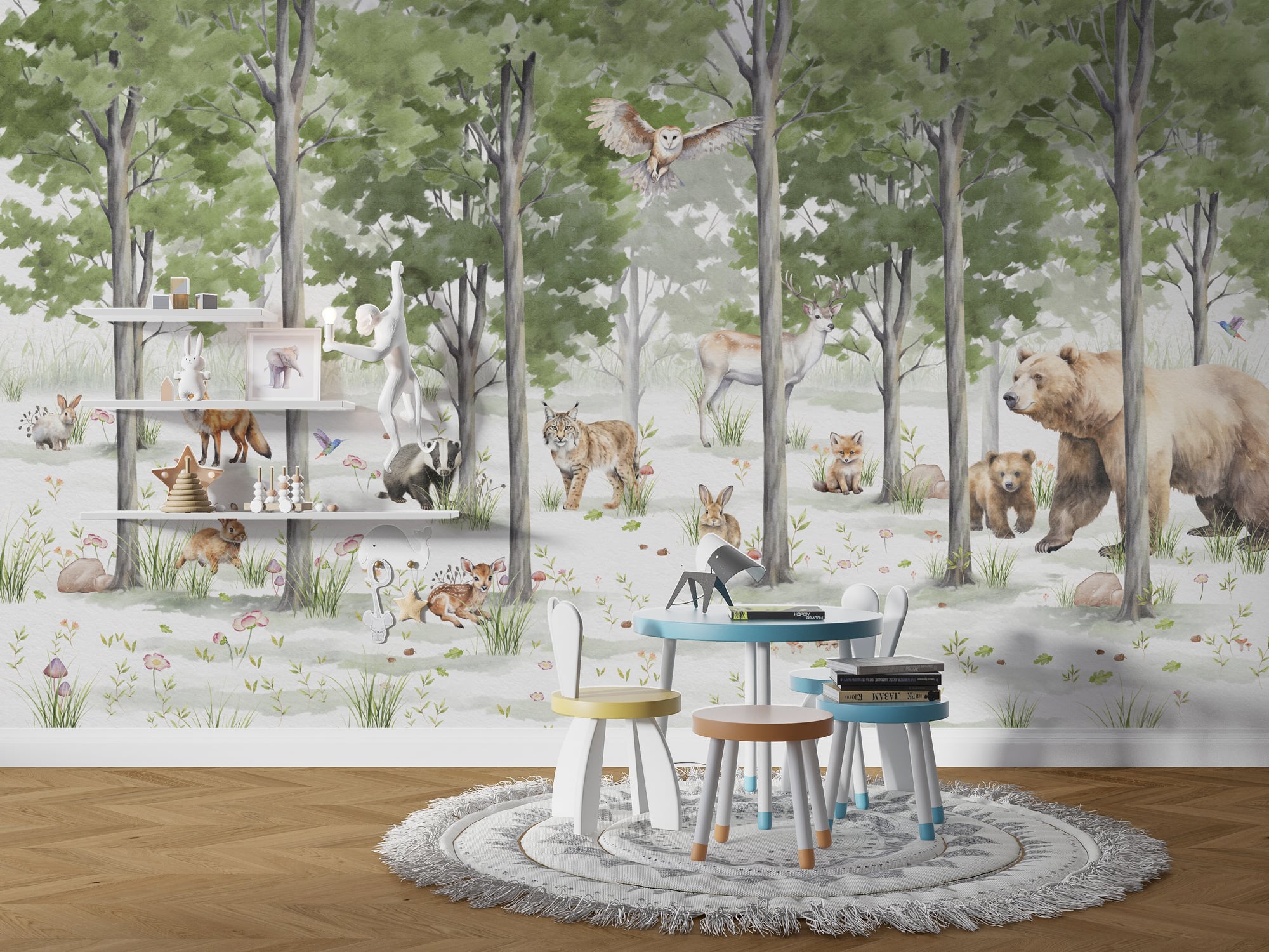 Forest wallpaper mural for kids room