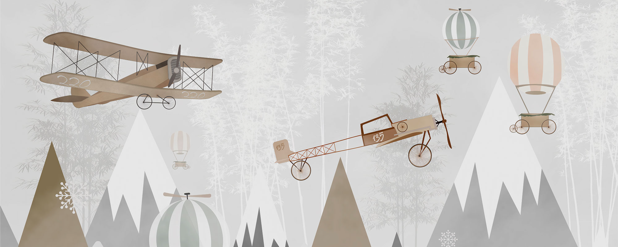 Snowy Peaks and Balloons