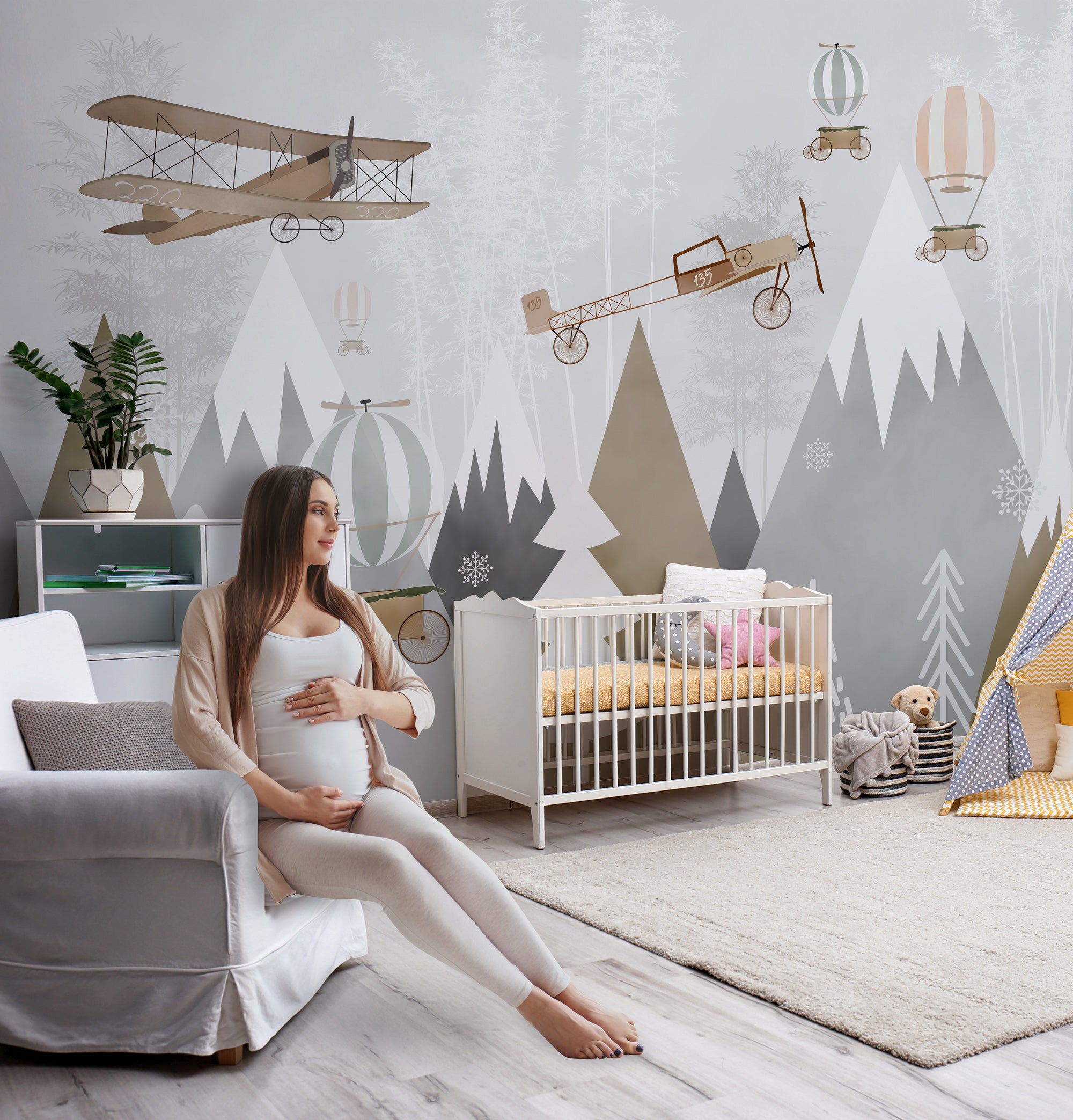 Snowy Peaks and Balloons